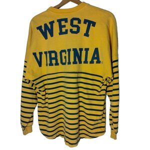 WVU Mountaineers Spirit Jersey Shirt Unisex Small Gold Blue Stripe West Virginia